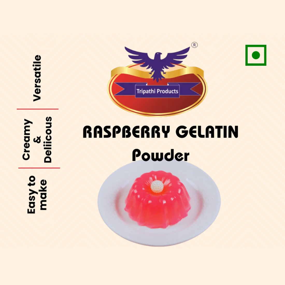 Raspberry flavoured Gelatin Powder